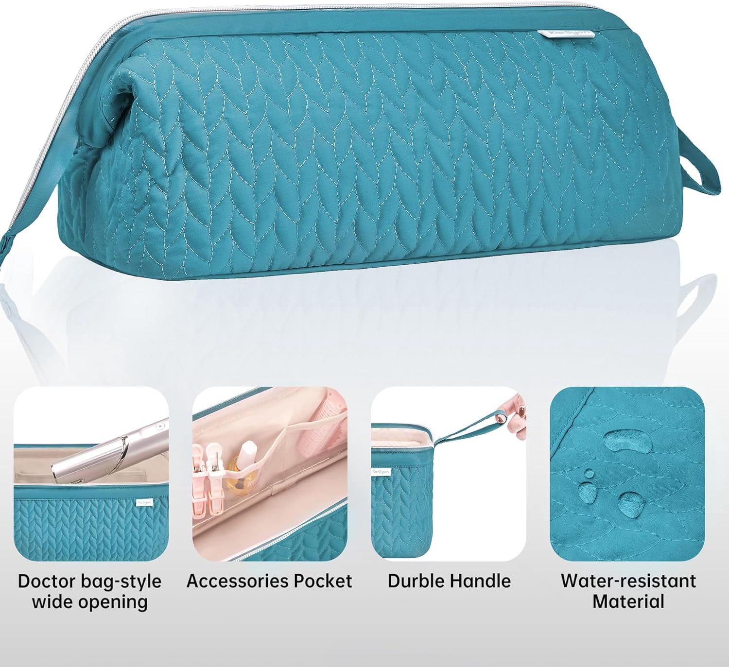 Aorsher Hair Dryer Travel Storage Bag Compatible with Shark Flex Style, Portable Organizer Bag for Styling Tools for Hair Dryer Brush, Flat Iron & Curling Iron Accessories, Teal Green