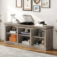 thumbnail image 2 of Dextrus TV Stand for 80 Inches TV, Farmhouse Entertainment Center with Adjustable Shelf & Storage Cabinets, Washed Gray, 2 of 9
