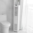 thumbnail image 2 of Bathroom Storage Organizer, Wood Plastic Bathroom Tall Slim Storage Cabinet with Doors & Shelves, Bathroom Corner Shelf, Farmhouse Corner Cabinet for Kitchen Living Room, White, 2 of 10