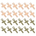 thumbnail image 1 of Encanto de Cruz, 200 Piezas Colgantes de Cruz Mini Colgantes de Aleación para Hacer Joyería Pendientes, Oro Rosa/Cian, 1 of 5