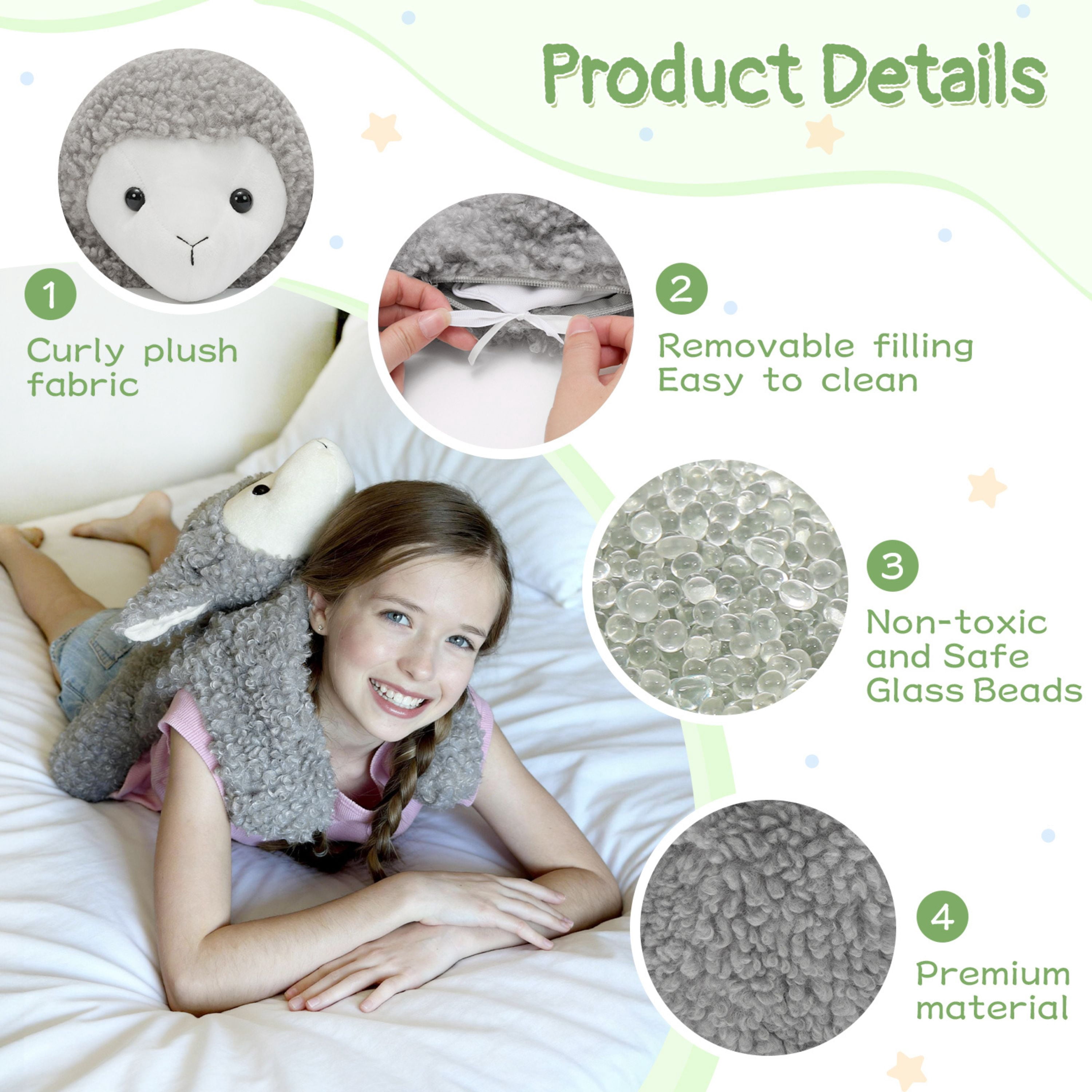 Tezituor 22'' Weighted Lamb Stuffed Animal Lamb Security Blanket Lamb Lovey Toy