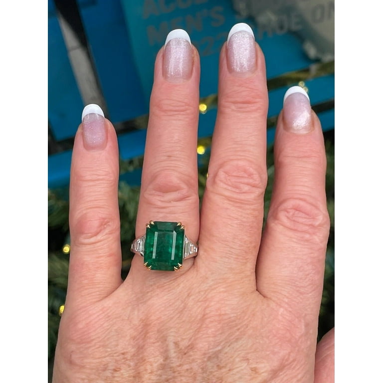 Natural Emerald 5ct Step cut Rectangular Green Emerald Ring Anniversary Ring Walmart