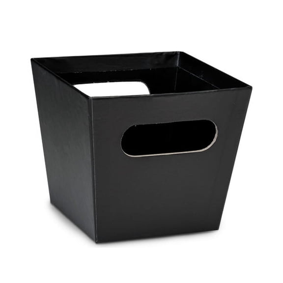 Pack of 6, Solid Small Black Square Gourmet Market Tray 5 x 5 x 4.5" Made From Heavy Laminated Boxboard & As Great Gourmet Gift Baskets, Food Baskets or Home Decor Decorative Accessory