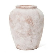 LuxenHome Marble Brown and White 12 Inch Tall Terracotta Vase