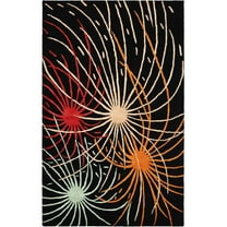 SAFAVIEH Soho Keller Fire Works Wool Area Rug, Black/Multi, 5' x 8'