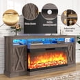 thumbnail image 4 of ANPOO 74'' Farmhouse TV Stand with 40'' 3-Sided Glass Fireplace, 32'' Tall Entertainment Center with LED Lights for TVs up to 85", 4 of 7