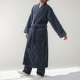 thumbnail image 2 of Mens Robe Thick Fleece Velvet Solid Color V Neck Bathrobe Mens Pjs Sets,Dark Gray,L, 2 of 3