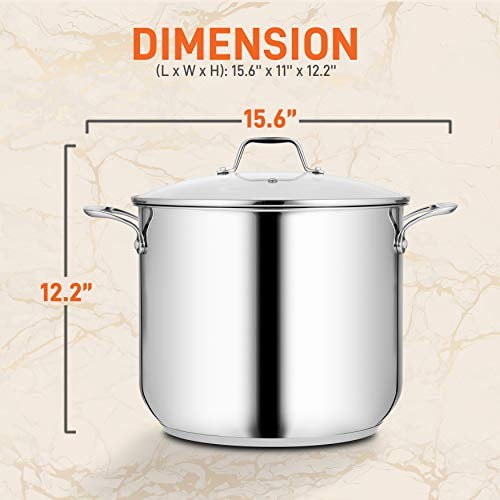 15 Quart Stainless Steel Stock Pot 18 8 Food Grade Stainless Steel Heavy Duty Induction Large