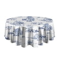 thumbnail image 5 of Round Waterproof Tablecloth 60×60 Inch, Boho Style Reusable Indoor/Outdoor Durable Table Cover for Party Kitchen Dinner Room Decor, 5 of 6