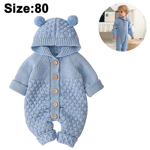 1 Uds. Conjuntos mameluco tejido para bebé, niño y niña, Sudadera con capucha, suéter, mono de oso, mono de una pieza, prendas de vestir exteriores