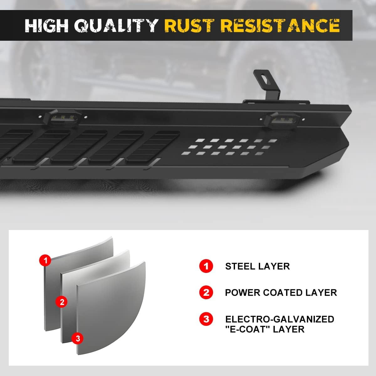 WOLFSTORM Running Boards Side Steps with LED Light for Jeep 2019-2023 JT Gladiator Pickup Trucks|6" Wide Rock Slider Car Door Nerf Bars Step Rails|4 Full Size Door|Texture Black
