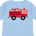 thumbnail image 4 of Inktastic Valentine Fire Truck Heart Bear Boys or Girls Long Sleeve Toddler T-Shirt, 4 of 5