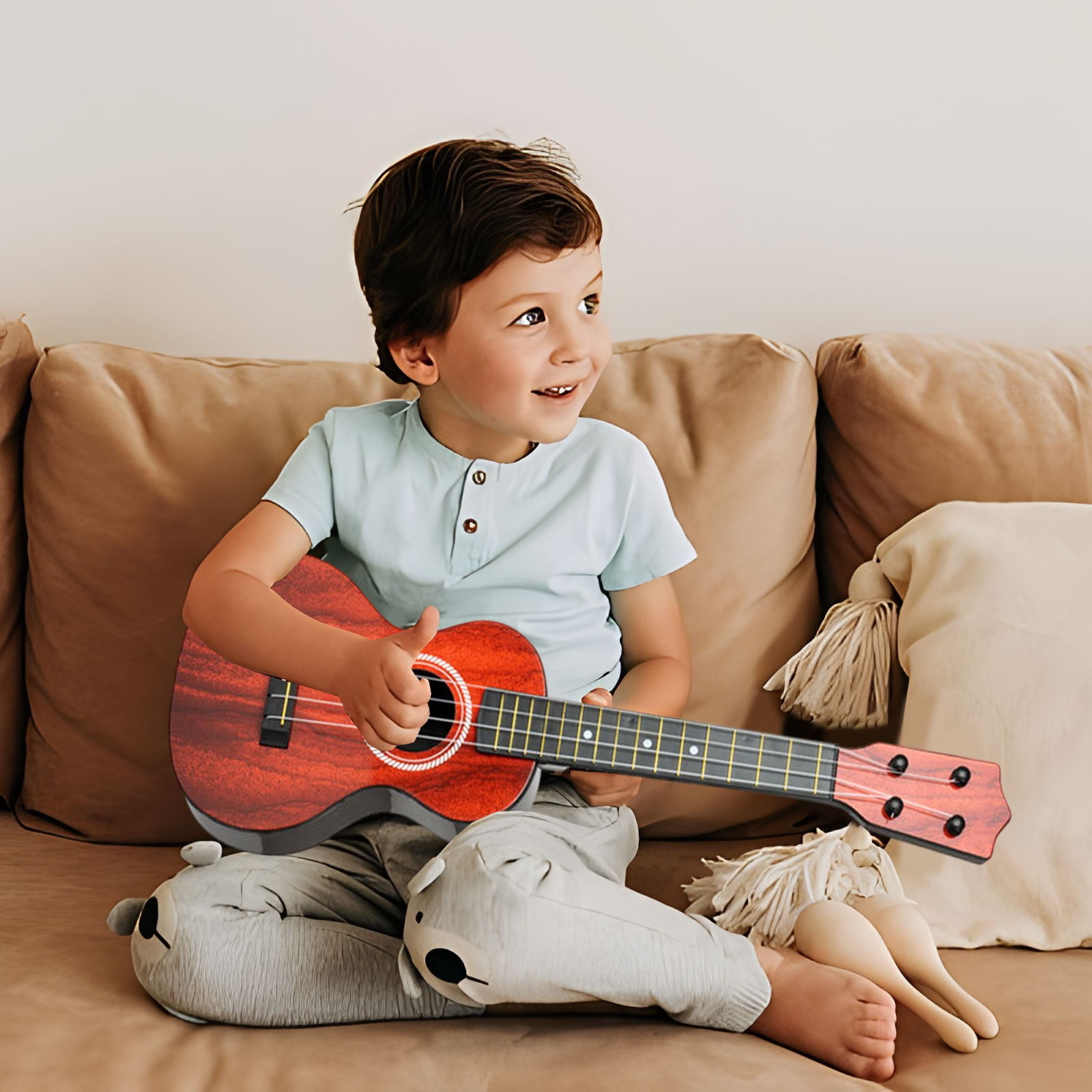ufeghfjh Toddler Musical Instruments 1-3 Toy Ukulele for Kids Children's Hippopotamus Pattern Guitar Ukulele Toddler Girl Toys Toddler Christmas Gifts Baby Gifts for Boys Plastic Beginner