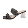 thumbnail image 2 of Women’s Chunky Heel Sandals with Rhinestone Design & Peep Toe, Comfortable Dressy Mules for Dates, Photoshoots, and Weekend Outings, 2 of 9