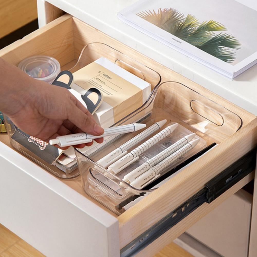 BOLLSLEY 4 Pack Plastic Kitchen Organizer - Storage Holder Bin with Handles for Pantry, Cupboard, Cabinet, Fridge/Freezer, Shelves, and Counter - Holds Canned Food, Snacks, Drinks, and Sauces