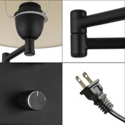 Swing Arm Wall Lamp Plug-in Cord Home Decorators Simplicity Wall Sconce, Ivory Fabric Shade, with On/Off Switch E26 Base 2-Light Bedroom Wall Lights Fixtures, Bedside Reading Lamp
