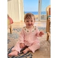 thumbnail image 3 of Cjfdfy Toddler Baby Girl Fall Outfits Casual Cherry Strawberry Plaid Button Down Doll Collar Long Sleeve Tops with Pants 2 Pcs Set Cute Red Pink Checkered Doll Collar Casual Set Fall Clothes, 3 of 9