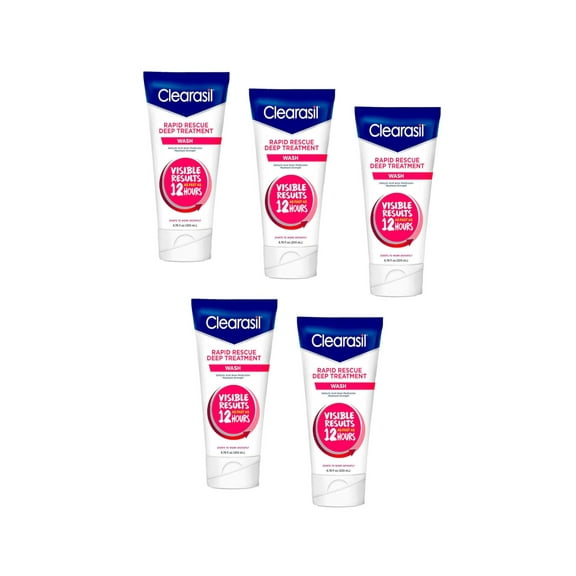 Clearasil Rapid Rescue Deep Treatment Wash, 6.78 Ounces Each - 5 Pack