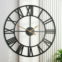 30inch Black Classic Iron Wall Clock, Silent Home Decor Perfect for Living Room, Kitchen, Study, Office, Corridor, Garden, Ideal Festival Gift