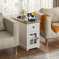thumbnail image 5 of FAGAGA Farmhouse End Tables with Charging Station for Living Room,Nightstand with Drawer for Bedroom,White, 5 of 9