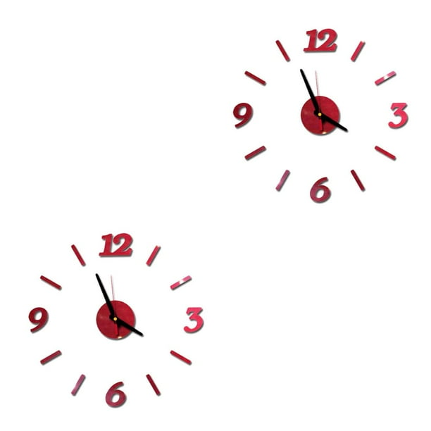 Matsuzay Reloj de pared grande 3D pegatina acrílico silencioso Digital grande DIY autoadhesivo reloj de pared diseño moderno para la decoración de la Rojo 2piezas Matsuzay CBP108882