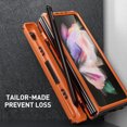 thumbnail image 5 of SaniMore for Samsung Galaxy Z Fold 3 Tempered Glass Screen Case, Rugged PC Case with Pen Holder Adjustable Kickstand Wireless Charging Shockproof Protective Case for Samsung Z Fold 3, Orange, 5 of 9