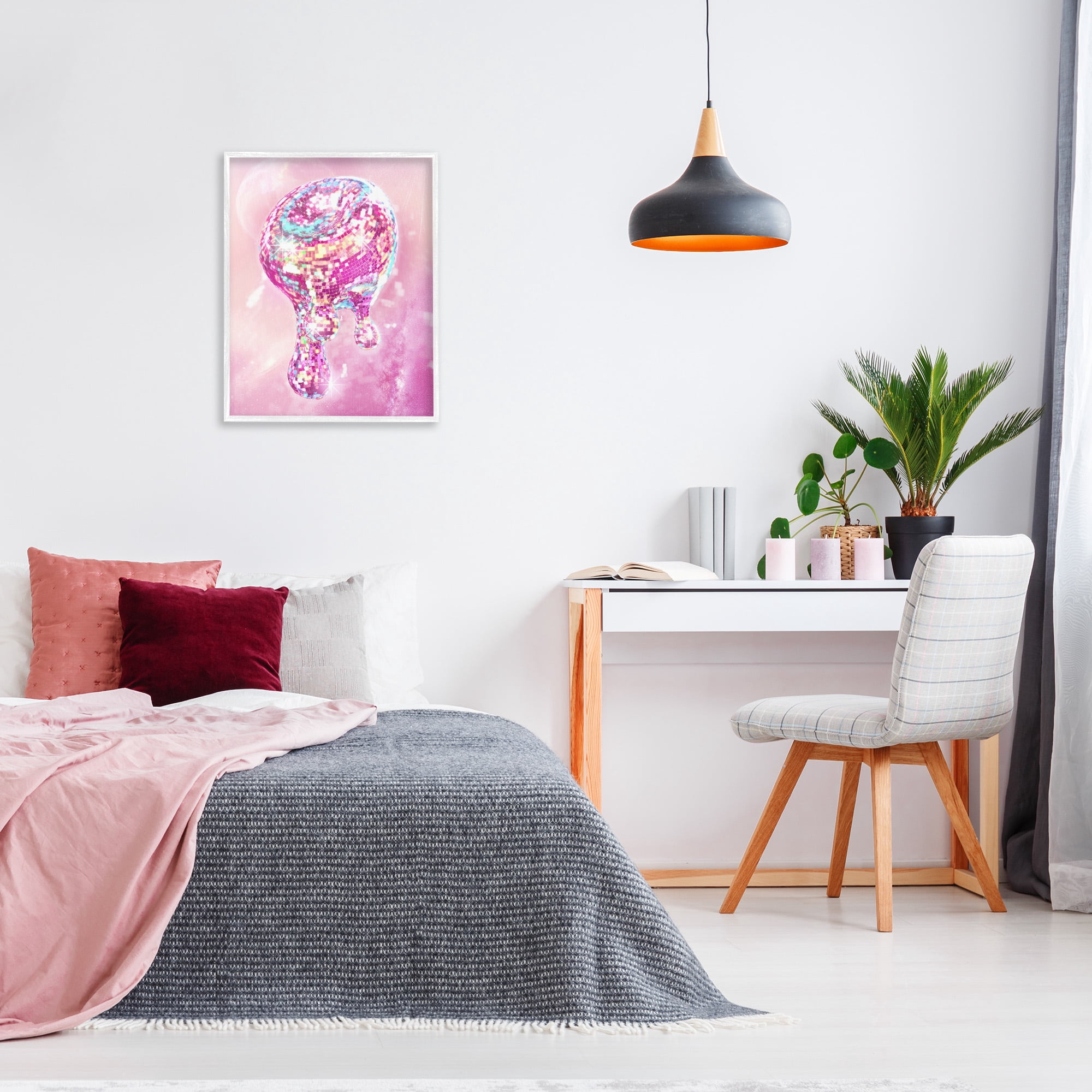 Stupell Industries Dripping Disco Ball Abstract Painting White Framed Art Print Wall Art, 24 x 30