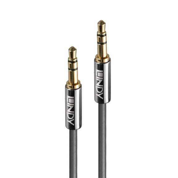 LINDY 35324 3.5mm Audio Cable, Cromo Line Grey, 5m 5m Cable M/M