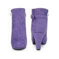 thumbnail image 5 of BLISSFUL STEP Round Toe Side Zip Platform Chunky Heel Ankle Boots for Women Purple 9, 5 of 6