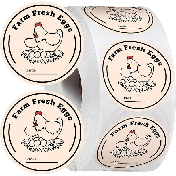 1000 Pcs Farm Fresh Eggs Washed Eggs Carton Labels 1.5 Inch Round Egg ...