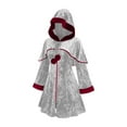 thumbnail image 4 of TKLPEHG Halloween Medieval Hooded Coat Long Hooded Cardigan Pleated Shawl Coat (White,XL), 4 of 8