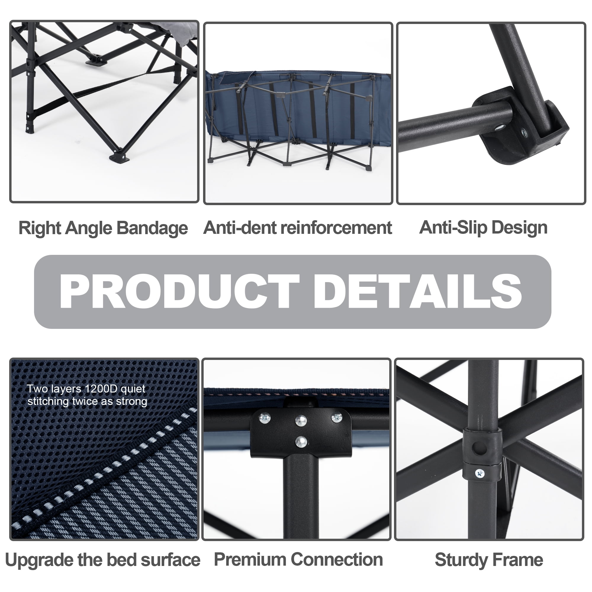 FlexWave 78" x 32" Folding Camping Cot with Mattress for Adults, 880 lb Heavy Duty Portable Guest Bed for Camping, Home & Travel