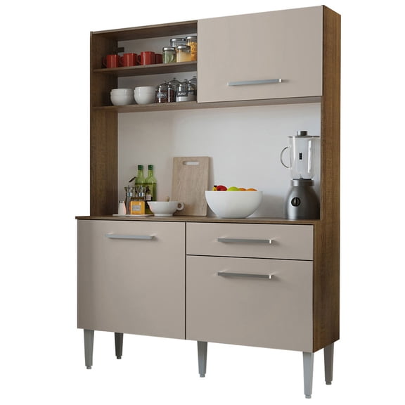 Mueble de Cocina Compacto Madesa 120cm Marrón/Crema