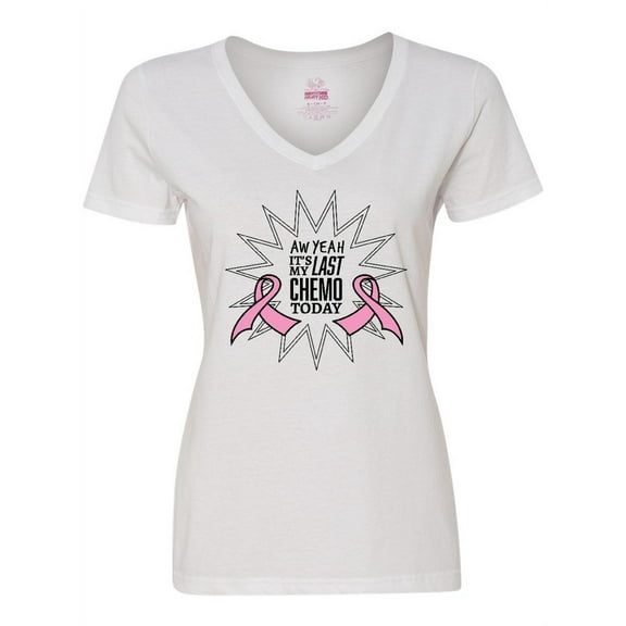 Inktastic Aw Yeah, It's My Last Chemo Today Women's V-Neck T-Shirt