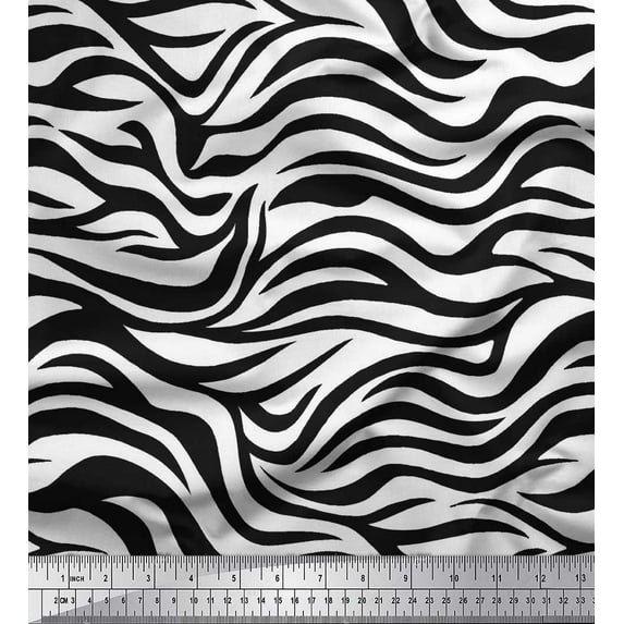 Soimoi Black Cotton Voile Fabric Wild Animal Skin Printed Craft Fabric by The Yard 42 Inch Wide