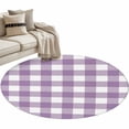 thumbnail image 2 of 4ft Round Rug, Purple Checkered Non-Skid Rubber Backing Large Area Rugs - Living Room Bedroom Home Office, Farmhouse White Buffalo Plaid Indoor Floor Mat Carpets Washable Rug, 2 of 9