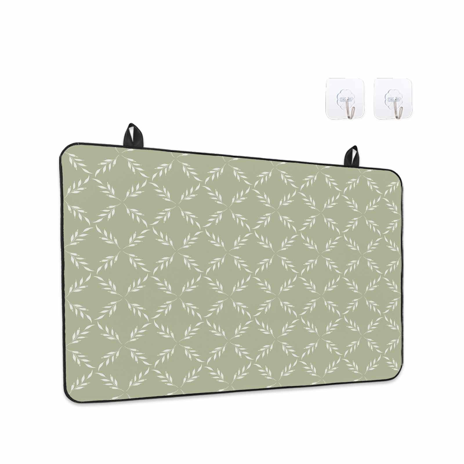 Sage Green Stove Top Cover for Electric Stove, Heat-proof & Non Slip Glass Top Stove Cover Protector, Geometric Flower Leaf Diamond Plaid Retro Kitchen Flat Cooktop Rubber Mat 31x24 Inches