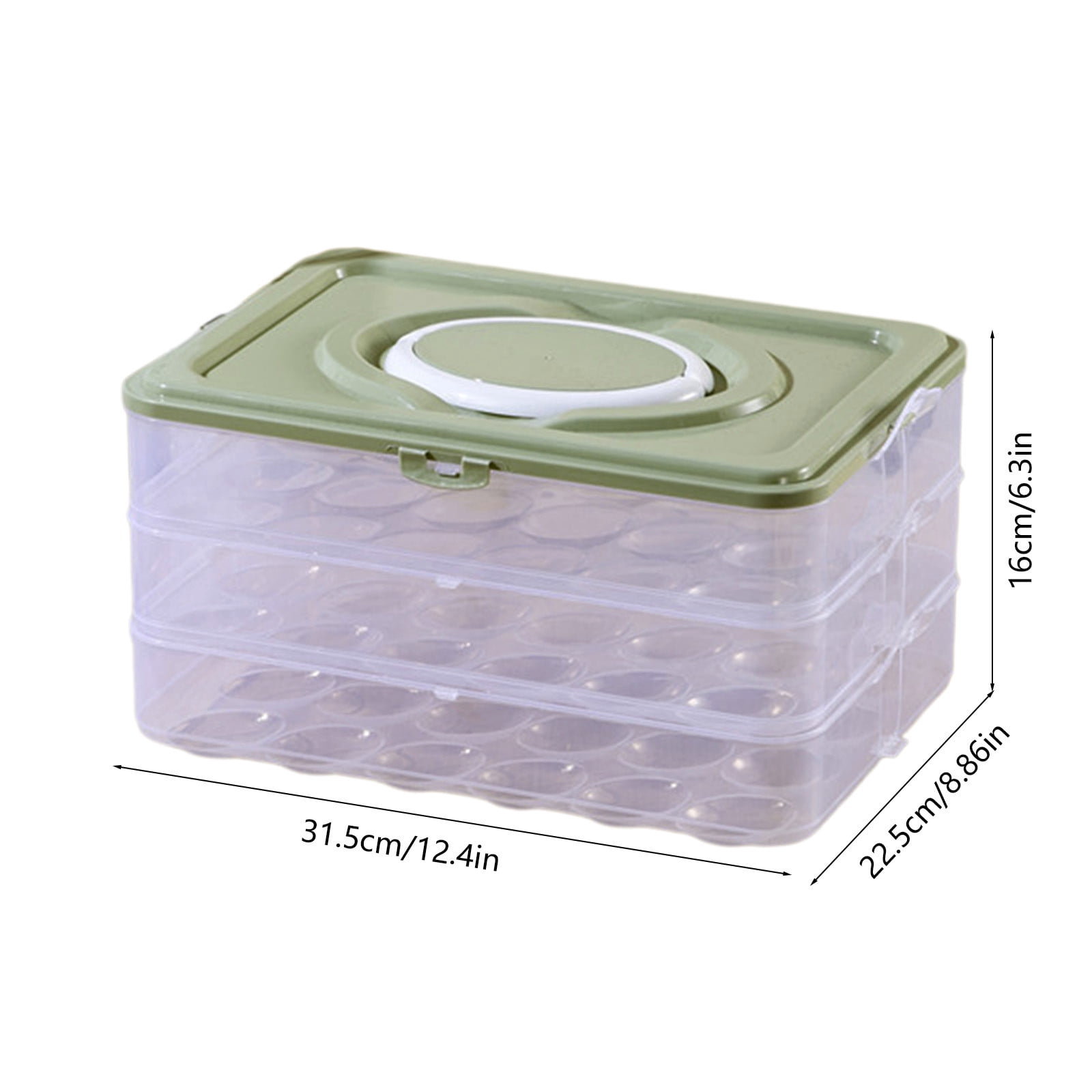 DZQMTKX Large Capacity Egg Holder, Stackable Fridge Organizer, 3-Tier Egg Storage Container with Lid And Handle, Transparent Egg Container for Refrigerator, Kitchen Food Storage Box for Home Use