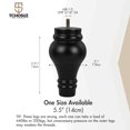 thumbnail image 4 of 6 inch / 14cm Wooden Furniture Legs, Pack of 4 Black Solid Wood Turned DIY Replacement Bun Feet with M8 Hanger Bolts & T-Nuts or Sofa Couch Cabinet Recliner Ottoman Riser, 4 of 6