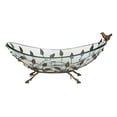 thumbnail image 2 of Decmode 8 X 22 Inch Traditional Oval Glass Bowl With Metal Elm Leaf Stand, Copper Brown, 2 of 4
