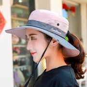 KABOER Women Outdoor Uv Protection Bucket Hat Foldable Wide Brim Beach Fishing Hat Sun Hat(pink)