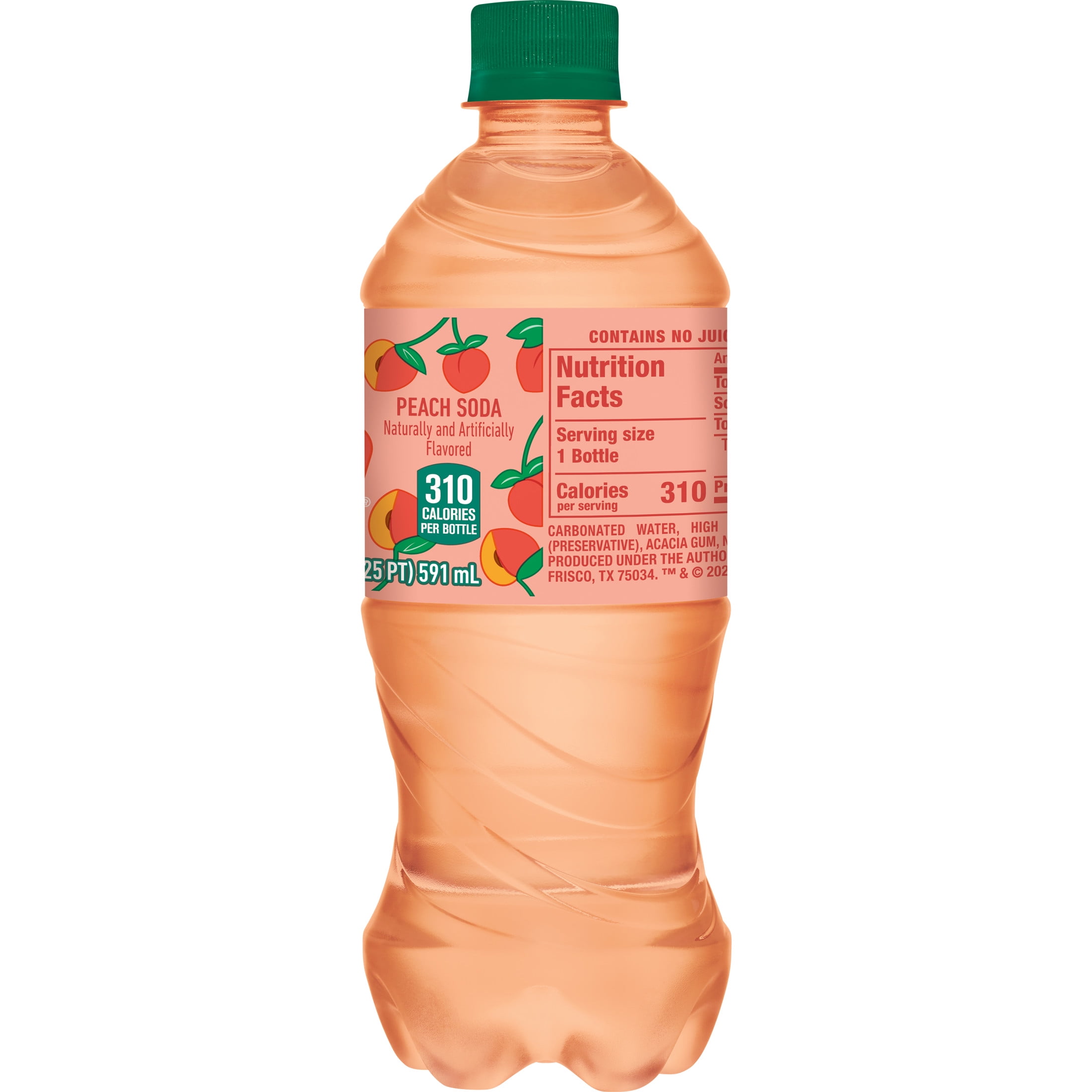 (3 pack) Crush Caffeine Free Peach Soda Pop, 20 fl oz, Bottle