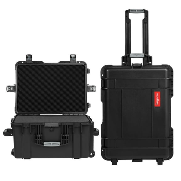 Rolling Hard Case with Foam,24.5 x 18 x 13 Inch, Waterproof Hard Case with Wheels/Retractable Handle for camera, Drone,tool, Equipment, electronics, TSA Friendly, Inner 20.79"X 14.57"X10.43"