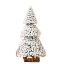Christmas Tree 5.91inch Artificial Christmas Trees Tower-shaped Flocked Cedar Miniature Christmas Trees Snow Frost Ornaments With Wooden Bases For Christmas Party Table Top Decor Winter Crafts