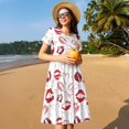 thumbnail image 4 of Kdxio Red Lips Pattern Summer Dresses for Women Casual Tshirt Short Sleeve Floral Sundress Beach Cover Ups with Pockets, 4 of 6