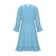 thumbnail image 3 of Vestido largo de poliéster para niña, de color liso, informal, cómodo, de manga larga y cuello redondo., 3 of 7