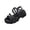 Black, variant on Women's Casual Platform Sandals Open Toe Chunky Platform Sole Multi-Strap Design Metal Buckle Ankle Strap Brown,9