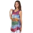 thumbnail image 4 of Sakkas Ombre Floral Tie Dye Flared Hem Sleeveless Tunic Blouse - Coral - Plus Size, 4 of 6