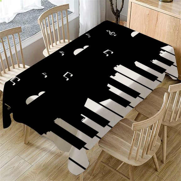 Piano Music Pattern Table Cloth Rectangular Tea Table Cover Dining Home Decor Polyester Antependium,F,Linen