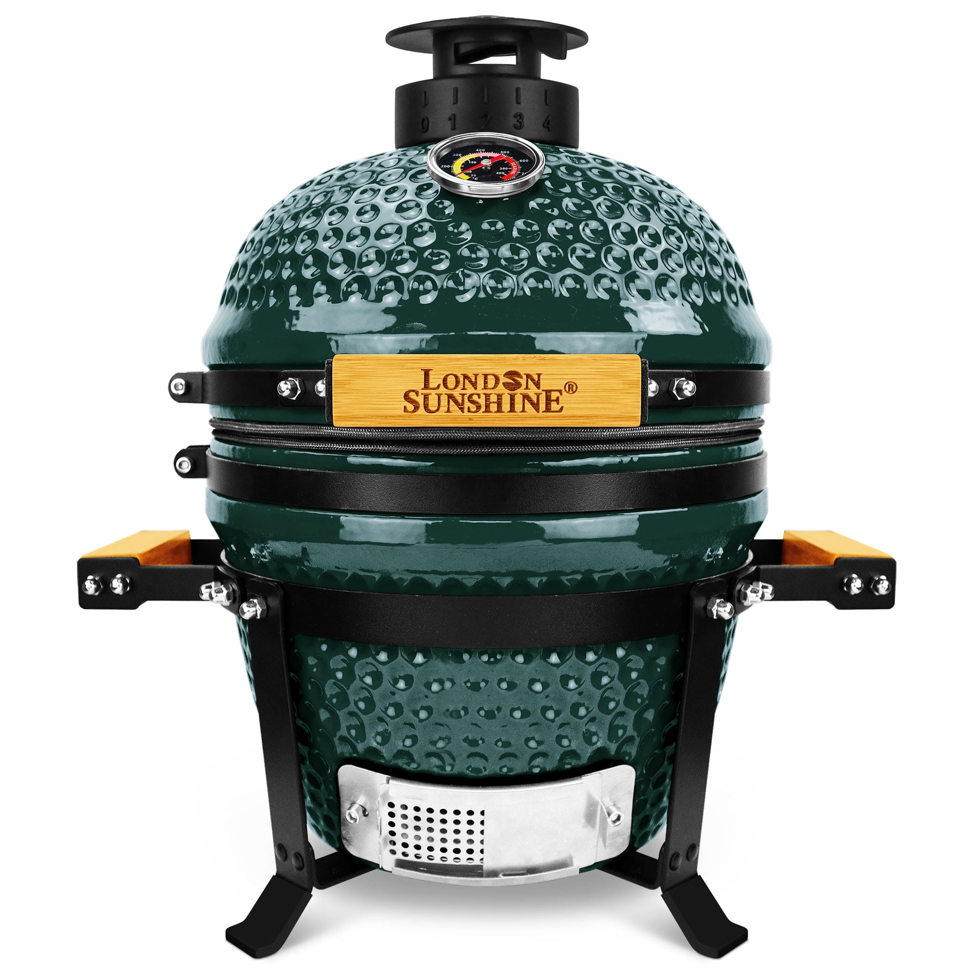 Upgraded 13 inch Ceramic Kamado Grill with Waterproof Air Vent Cap | Portable Tabletop Charcoal BBQ Grill Smoker for Outdoor Cooking, Patio, Camping | Green